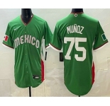 Men's Mexico #75 Andres Munoz Green 2026 World Baseball Classic Cool Base Jersey