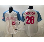 Men's Mexico Baseball #26 Mexico White 2026 World Baseball Classic Home Stadium Stitched Jersey