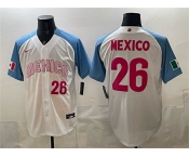 Men's Mexico Baseball #26 Mexico White 2026 World Baseball Classic Home Stadium Stitched Jersey