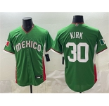 Men's Mexico Baseball #30 Alejandro Kirk Green 2026 World Baseball Classic Home Stadium Stitched Jersey