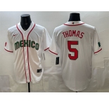 Men's Mexico Baseball #5 Alek Thomas White 2026 World Baseball Classic Home Stadium Stitched Jersey