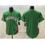 Men's Mexico Baseball Blank Green 2026 World Baseball Classic Home Stadium Stitched Jersey