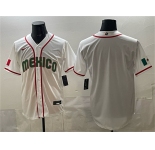 Men's Mexico Baseball Blank White 2026 World Baseball Classic Home Stadium Stitched Jersey