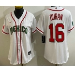 Women's Mexico #16 Jarren Duran White 2026 World Baseball Classic Cool Base Jersey