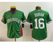 Youth Mexico Baseball #16 Jarren Duran Green 2026 World Baseball Classic Stadium Stitched Baseball Jersey
