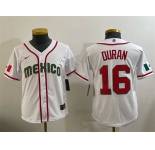 Youth Mexico Baseball #16 Jarren Duran White 2026 World Baseball Classic Home Stadium Stitched Baseball Jersey