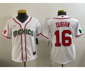 Youth Mexico Baseball #16 Jarren Duran White 2026 World Baseball Classic Home Stadium Stitched Baseball Jersey