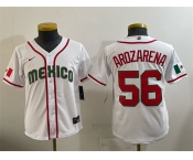 Youth Mexico Baseball #56 Randy Arozarena White 2026 World Baseball Classic Home Stadium Stitched Baseball Jersey