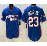 Men's Puerto Rico #23 Fernando Tatis Jr Blue 2026 World Baseball Classic Cool Base Jersey