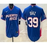 Men's Puerto Rico #39 Edwin Diaz Blue 2026 World Baseball Classic Cool Base Jersey