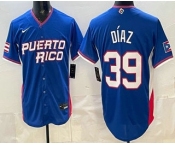 Men's Puerto Rico #39 Edwin Diaz Blue 2026 World Baseball Classic Cool Base Jersey