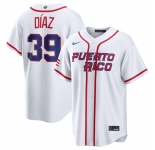 Men's Puerto Rico Baseball #39 Edwin Díaz White 2026 World Baseball Classic Home Stadium Stitched Jersey