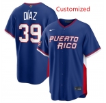 Men's Puerto Rico Baseball Customized Blue 2026 World Baseball Classic Road Stadium Stitched Jersey