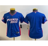 Youth Puerto Rico Baseball Blank Royal 2026 World Baseball Classic Road Stadium Stitched Baseball Jersey