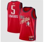 Men's 2026 All-Star #5 Anthony Edwards Red Stitched Basketball Jersey