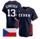 Men's Czech Republic Baseball #13 Martin Schneider Nike Navy 2026 World Baseball Classic Jersey