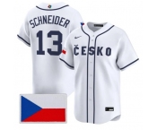 Men's Czech Republic Baseball #13 Martin Schneider Nike White 2026 World Baseball Classic Jersey