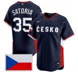 Men's Czech Republic Baseball #35 Ondej Satoria Nike Navy 2026 World Baseball Classic Jersey