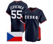 Men's Czech Republic Baseball #55 Martin Cervenka Nike Navy 2026 World Baseball Classic Jersey