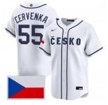 Men's Czech Republic Baseball #55 Martin Cervenka Nike White 2026 World Baseball Classic Jersey