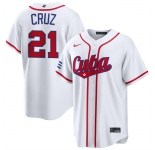 Men's Cuba Baseball #21 Naykel Cruz White 2026 World Baseball Classic Home Stadium Stitched Jersey