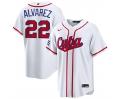 Men's Cuba Baseball #22 Frank Alvarez White 2026 World Baseball Classic Home Stadium Stitched Jersey