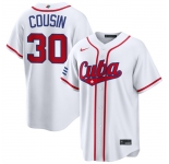 Men's Cuba Baseball #30 Josimar Cousin White 2026 World Baseball Classic Home Stadium Stitched Jersey