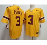 Men's Minnesota Golden Gophers #3 Koi Perich Yellow F.U.S.E. Stitched Jersey