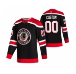Men's Chicago Blackhawks Custom Black 2020-21 Reverse Retro Alternate Hockey Jersey