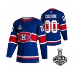 Men's Montreal Canadiens Active Player Custom 2021 Blue Stanley Cup Final Stitched Hockey Jersey
