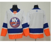 Men's New York Islanders Customized White Road Stitched Hockey Jersey