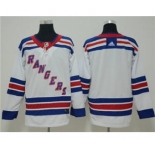 Men's New York Rangers Customized White Road Stitched Hockey Jersey
