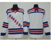 Men's New York Rangers Customized White Road Stitched Hockey Jersey