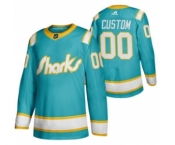 Men's San Jose Sharks Custom 2020 Throwback Authentic Player Hockey Jersey Teal