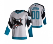 Men's San Jose Sharks Custom Grey 2020-21 Reverse Retro Alternate Hockey Jersey