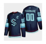 Men's Seattle Kraken Custom 2021-22 Navy Home Authentic Stitched Hockey Jersey