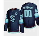 Men's Seattle Kraken Custom 2021-22 Navy Home Authentic Stitched Hockey Jersey