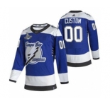 Men's Tampa Bay Lightning Active Player Custom 2021 Blue Stanley Cup Champions Reverse Retro Stitched Hockey Jersey