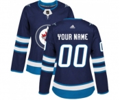 Women Adidas Winnipeg Jets Customized Authentic Navy Blue Home NHL Jersey