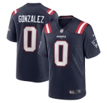 Men's New England Patriots #0 Christian Gonzalez Navy Stitched Game Jersey