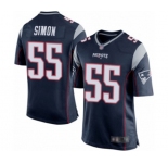 Men's New England Patriots #55 John Simon Game Navy Blue Team Color Football Jersey