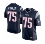 Men's New England Patriots #75 Ted Karras Game Navy Blue Team Color Football Jersey