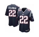 Men's Nike New England Patriots #22 Justin Coleman Game Navy Blue Team Color NFL Jersey