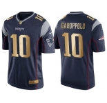 Nike New England Patriots #10 Jimmy Garoppolo Navy Blue Men's NFL Game 2016 Christmas Golden Edition Jersey