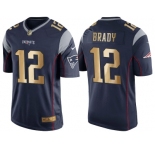 Nike New England Patriots #12 Tom Brady Navy Blue Men's NFL Game 2016 Christmas Golden Edition Jersey