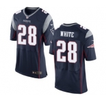 Men's Nike New England Patriots #28 James White Elite Navy Blue Team Color NFL Jersey