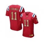 Nike New England Patriots #11 Julian Edelman Red Alternate Men's Stitched NFL Elite Gold Jersey