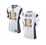 Nike New England Patriots #12 Tom Brady White Men's Stitched NFL New Elite Gold Jersey