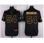 Nike New England Patriots #54 Tedy Bruschi Black Pro Line Gold Collection Jersey[Elite]