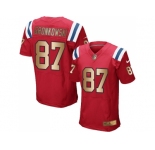 Nike New England Patriots #87 Rob Gronkowski Red Alternate Men's Stitched NFL Elite Gold Jersey